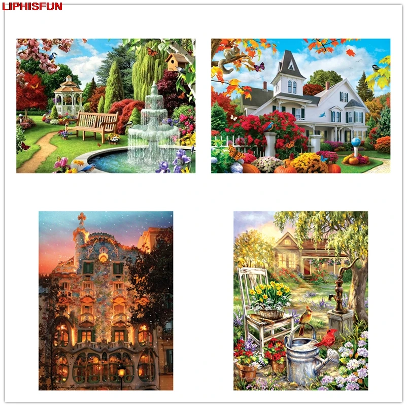 

5D Diy Diamond Painting Villa garden castle palace Full Drill Cross Stitch Resin Square/round Diamond Embroidery Home Decor