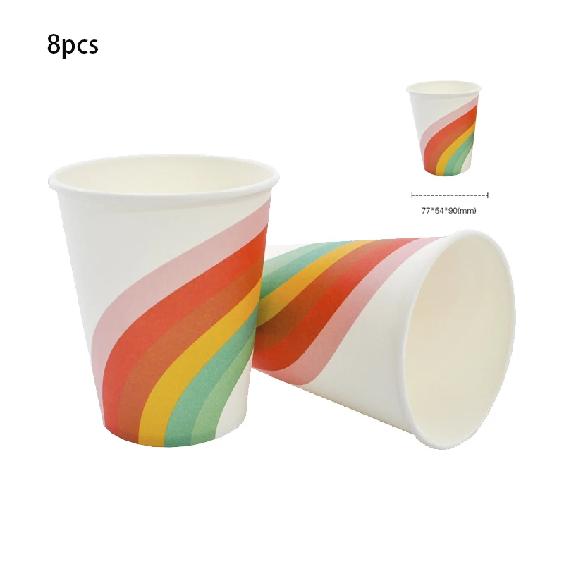 8pcs rainbow Детские бумажные стаканчики для маффинов, одноразовая посуда с Минни Маус, рождественские подарки, товары для дня рождения, свадебные украшения - Цвет: 8pcs rainbow