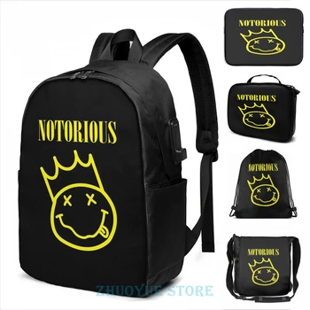

Funny Graphic print Notorious B.I.G. (Yellow) USB Charge Backpack men School bags Women bag Travel laptop bag