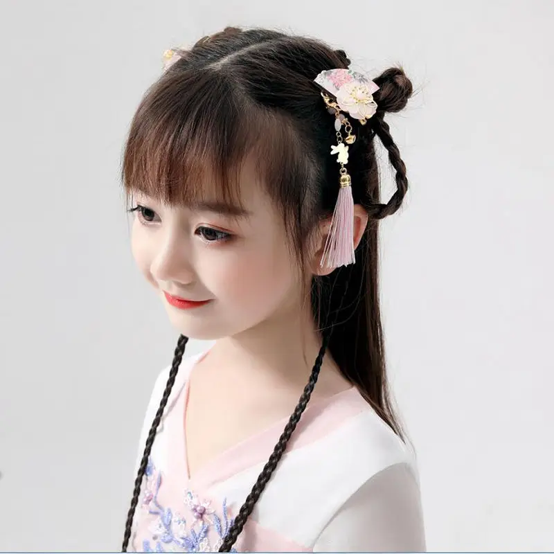 Головной убор Hanfu, Детская боковая заколка, женская кисточка, украшение для волос в старинном стиле, костюм суперфеи в старинном стиле для девочек, шаг wav