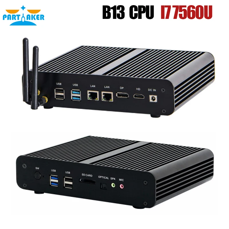 Мини-компьютер без вентилятора i7 8550U/7560U i5 8250U/7260U/i3 8145U 2* DDR4 Msata+ M.2 SSD Micro PC Win10 Pro Barebone HTPC Nuc VGA HDMI