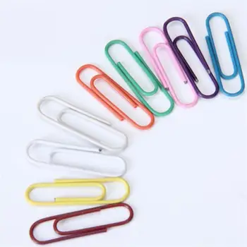 

100pcs Colorful Paper Clips 28mm Plastic Coated Metal Paper File Clip School Office Binding Supplies (Random Color)