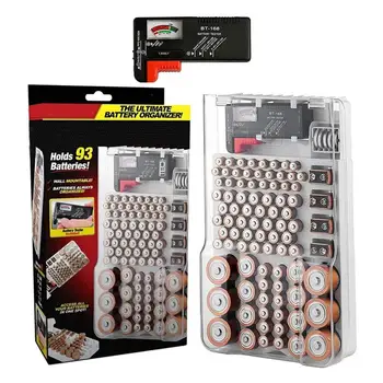 

Grids Battery Capacity Tester Storage Box Transparent Measuring Organizer Case AAA AA 9V C D Batteries Accessories Holder