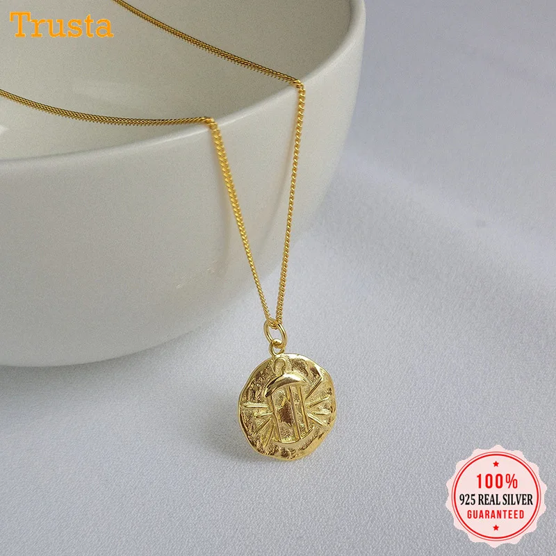 

Trusta Coin Necklace 925 Silver Pendant Charm Gold Bird Cage Necklace Women Fashion Sterling Silver Jewelry DS1553-14