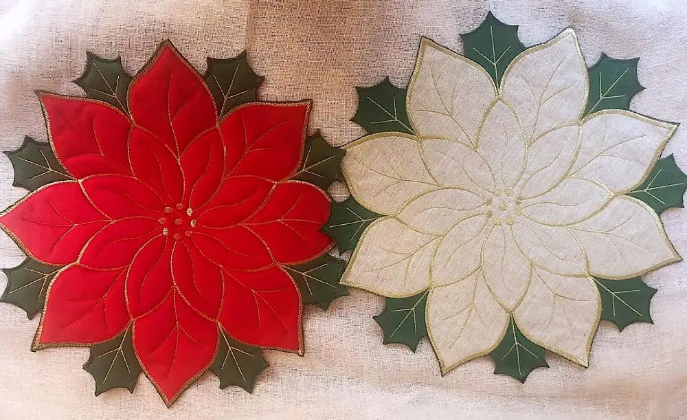 beige and red Аппликация вышитая Маргаритка тканевая скатерть 40X40 см свадебные банкетные вечерние Декор для дома - Цвет: beige and red