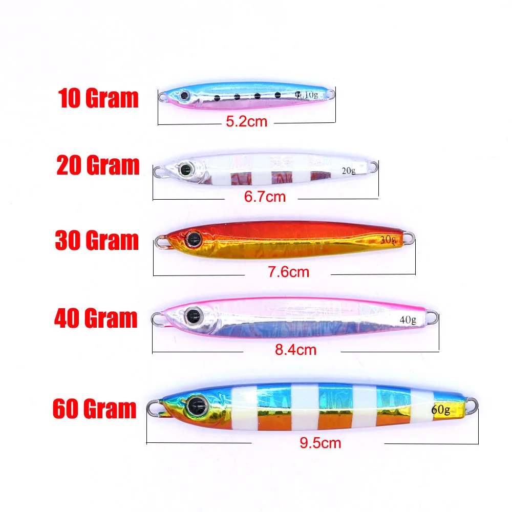 CASTFUN Slow Jig Casting Jig 10g 20g 30g 40g 60g 1pc Artificial Bait Fishing Jigging Metal Jig Fishing Lure Glow