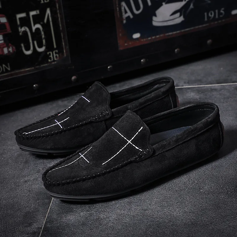 Plus Size 38-47 Leather Men's Shoes Casual Lazy Sli on Shoes for Men Soft Sole Mens Moccasins Casual Shoes ET870 (48)