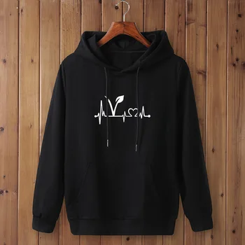 

Vegetarian Vegan Heartbeat Lifeline Female Hoodies Women Long Sleeve Hoodie Sweatshirt Print Sweatshirt Autumn Casual Swe