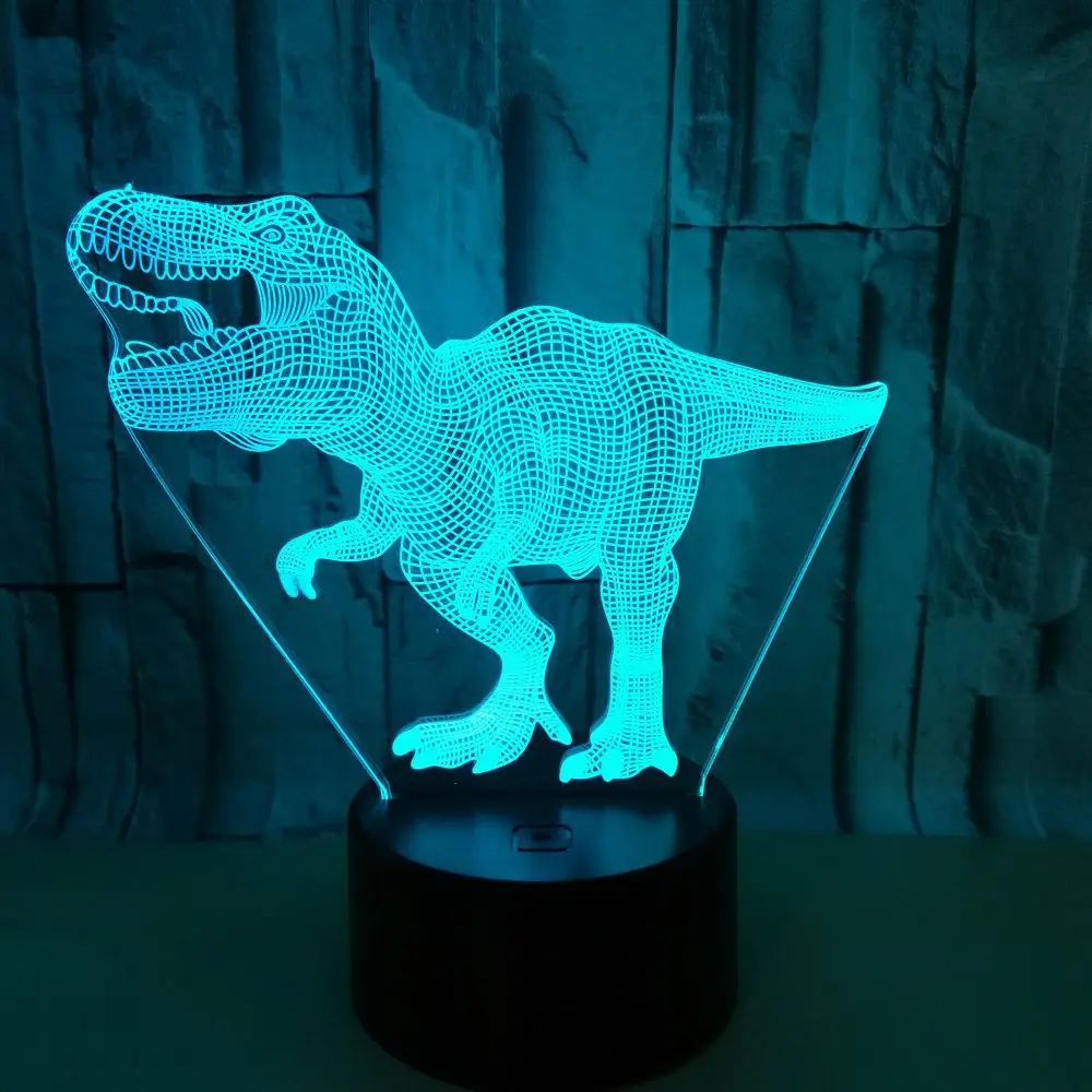 Динозавр 3D ночник иллюзия Led 7 цветов Изменение сенсорный настольная лампа