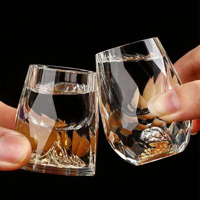 Lead-free Crystal Glass Gild Built In 24K Gold Leaf Small Shot Glass Luxury  Golden Vodka Spirit Small Wine Glasses Drinking Cups - AliExpress