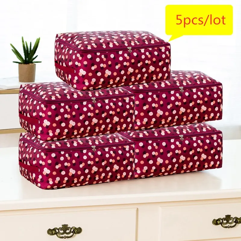 jiuhonghua 5pcs 5 шт./компл. большой Ёмкость Органайзер 10 Цвета квадратный Органайзер сумка Водонепроницаемый сумка для хранения из ткани Оксфорд для дома шкаф Гардеробная - Цвет: jiuhonghua 5pcs