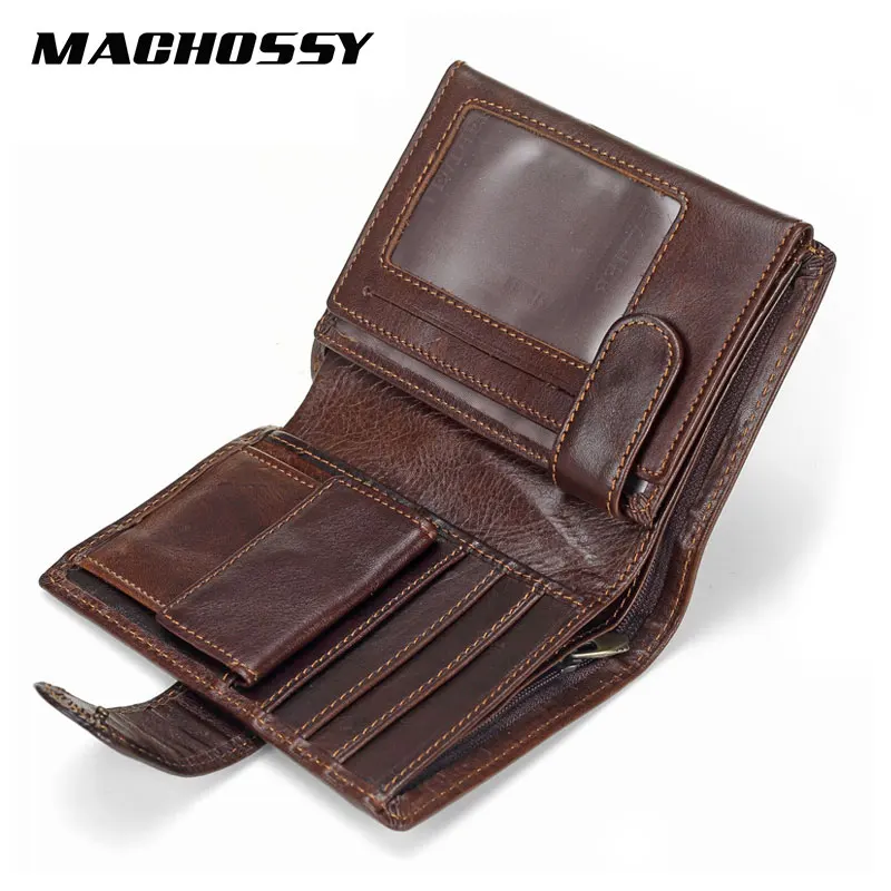 Мужской кошелек MACHOSSY из вощеной воловьей кожи бумажники натуральной для мелочи