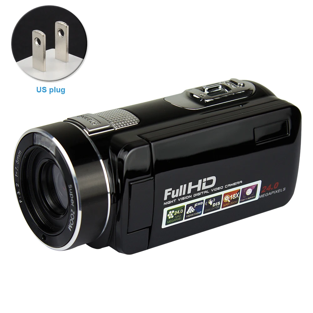 

HD 1080P Portable 24 Million Pixels 16X Zoom With Plug Recorder Night Vision Durable LCD Screen Camera Infrared Video Camcorder
