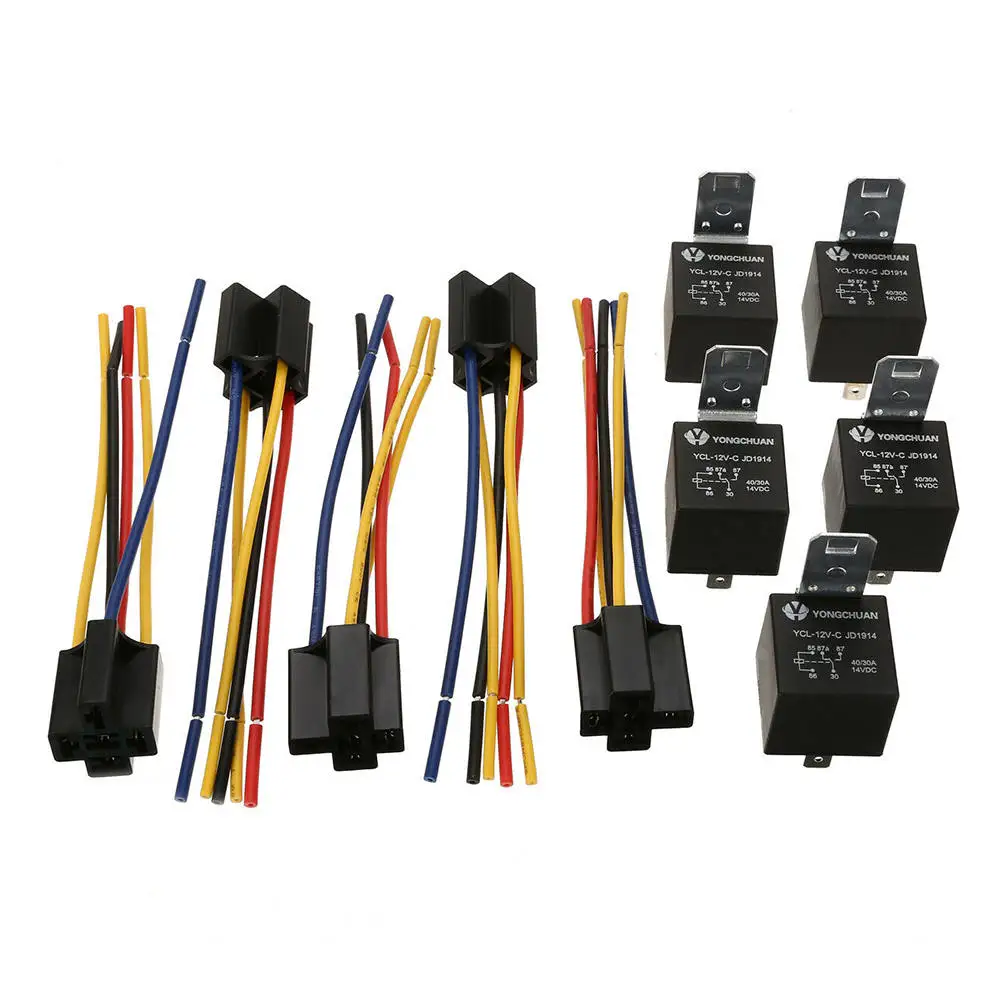 5pcs DC 12V Wire Harness Adapter Connector 5 Pin / Socket for Auto Car Stereo System Universal 30/40 Amp | Обустройство дома