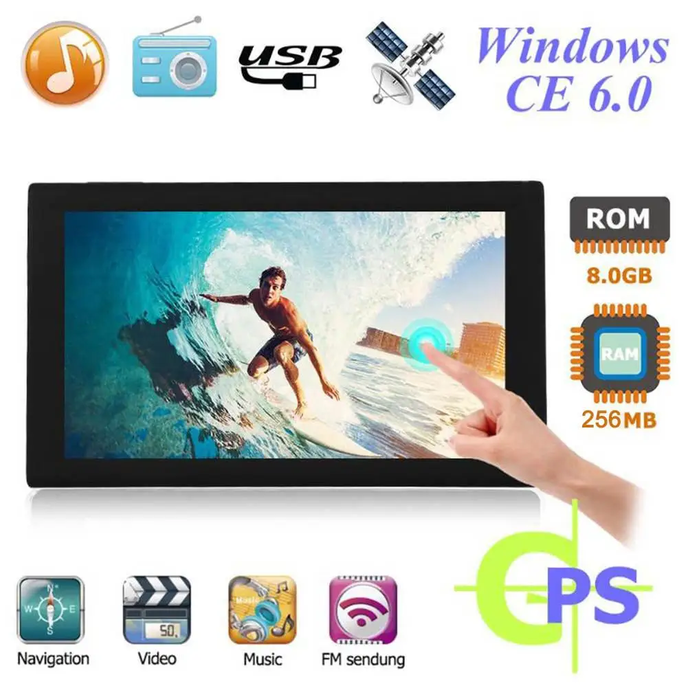 Автомобильный gps навигатор 9 дюймов HD емкостный экран RAM256MB ROM8G спутниковая