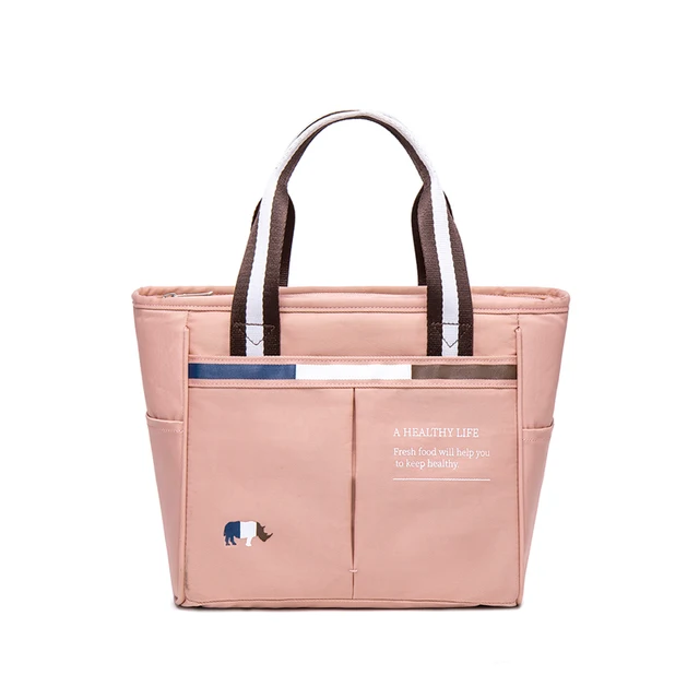 Winner Portable Lunch Bag New Thermal Insulated Lunch Box Tote Cooler Handbag Pouch Dinner Container School Food Storage Bags Horizontal-Pink