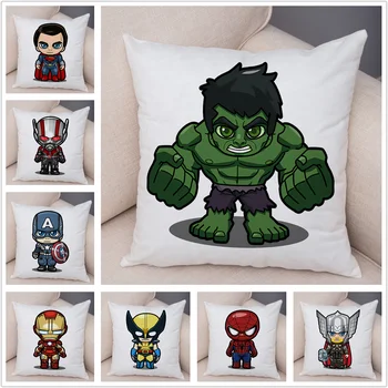

Superhero Iron Man Hulk Marvel Superman Pillow Case Plush Cushion Cover for Sofa Car Home Pillowcase 45x45cm