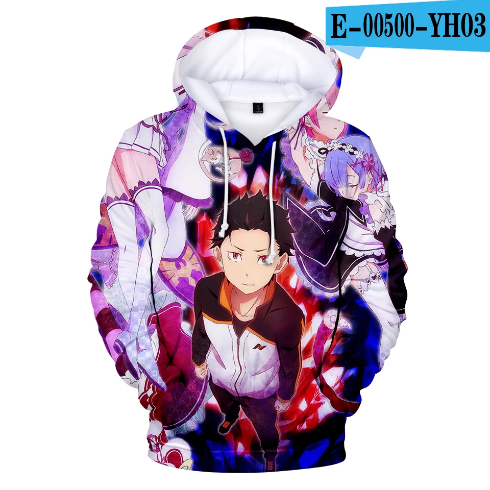 Новинка зимы, Мужская и Женская толстовка с 3D принтом аниме Re Zero, толстовка с длинным рукавом, повседневный пуловер в стиле Харадзюку, хип-хоп, топы - Цвет: 3D