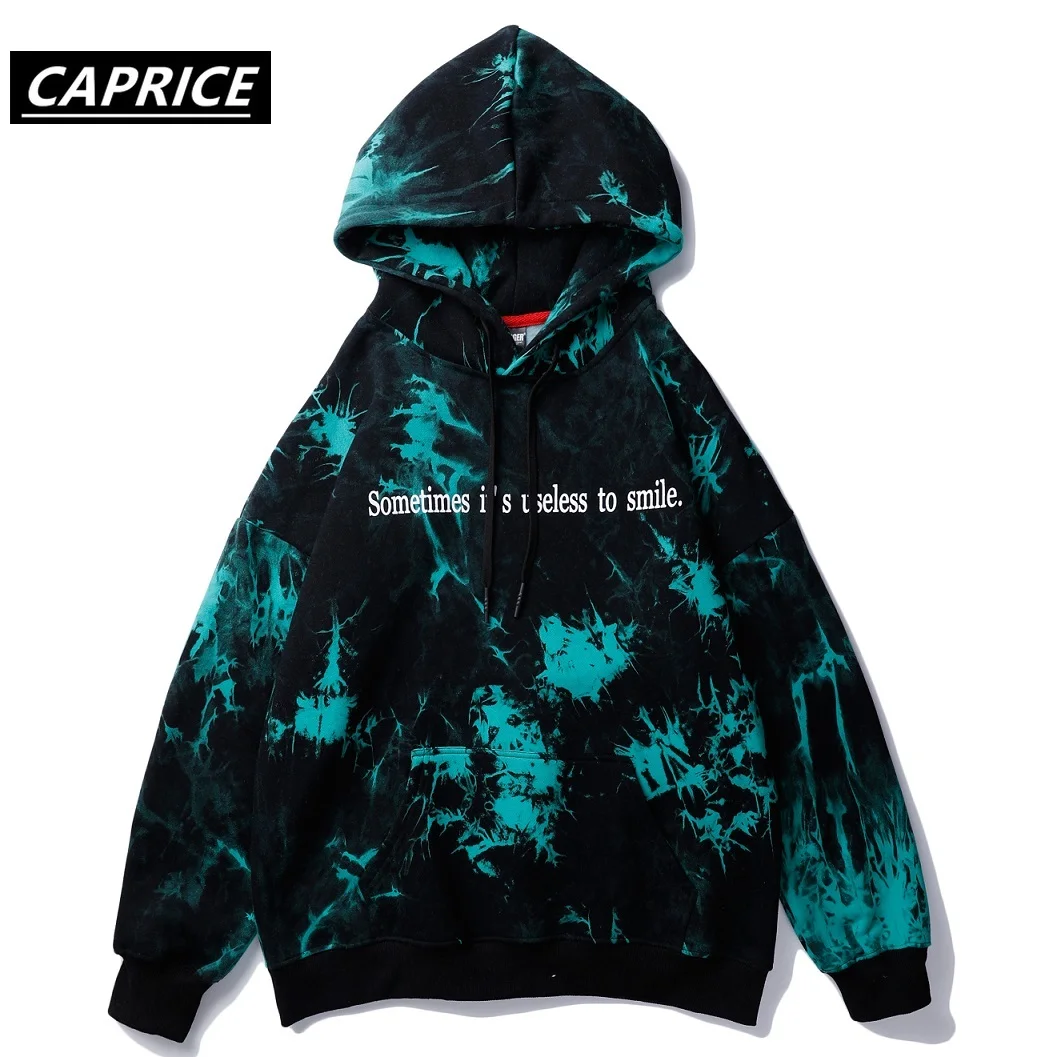 Длинная мужская толстовка с вышивкой Tie Dye уличная одежда 2019 зимняя карманами