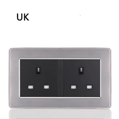 UK 4 hole 86 Тип 1 2 3 банда 1 2 способ яркий переключатель настенная розетка со светодиодной щеткой из нержавеющей стали Переключатель Французский Немецкий Великобритания электрическая розетка - Цвет: UK 4 hole