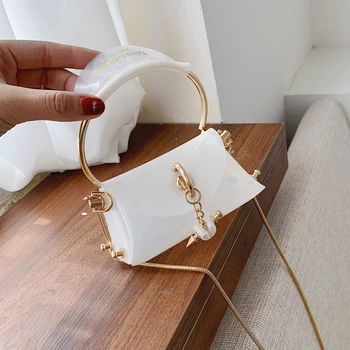 

Transparent Mini Tote Jelly bag 2020 Summer New High quality PVC Women's Designer Handbag Lock Chain Shoulder Messenger Bag