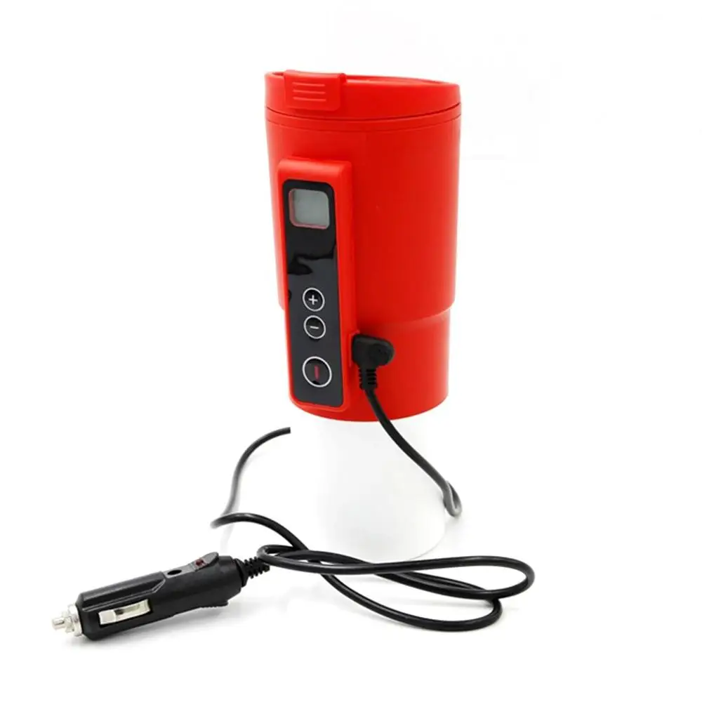 red 12V автомобильная электрическая умная кофейная кружка c подогревом чашка с чашкой из нержавеющей стали с контролем температуры ЖК-дисплей - Название цвета: red