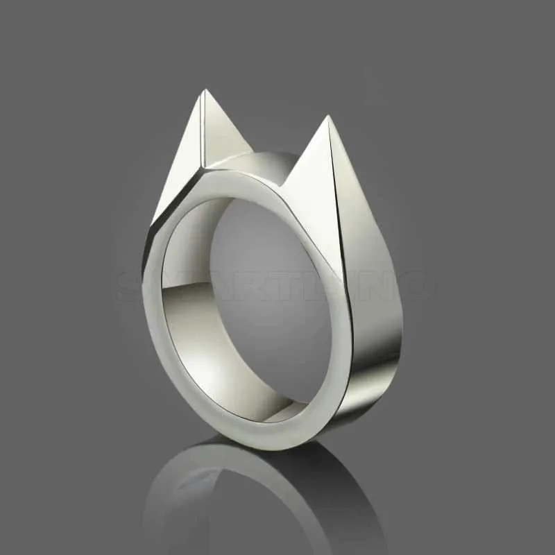 Панк Мужчины Женщины Cool Cat Ear самообороны палец кольцо подвеска брелок