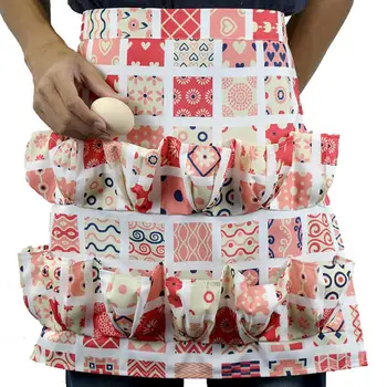 

Kitchen Farm Bird Print Two-row Eggs Collecting Gathering Apron Pocket Holder