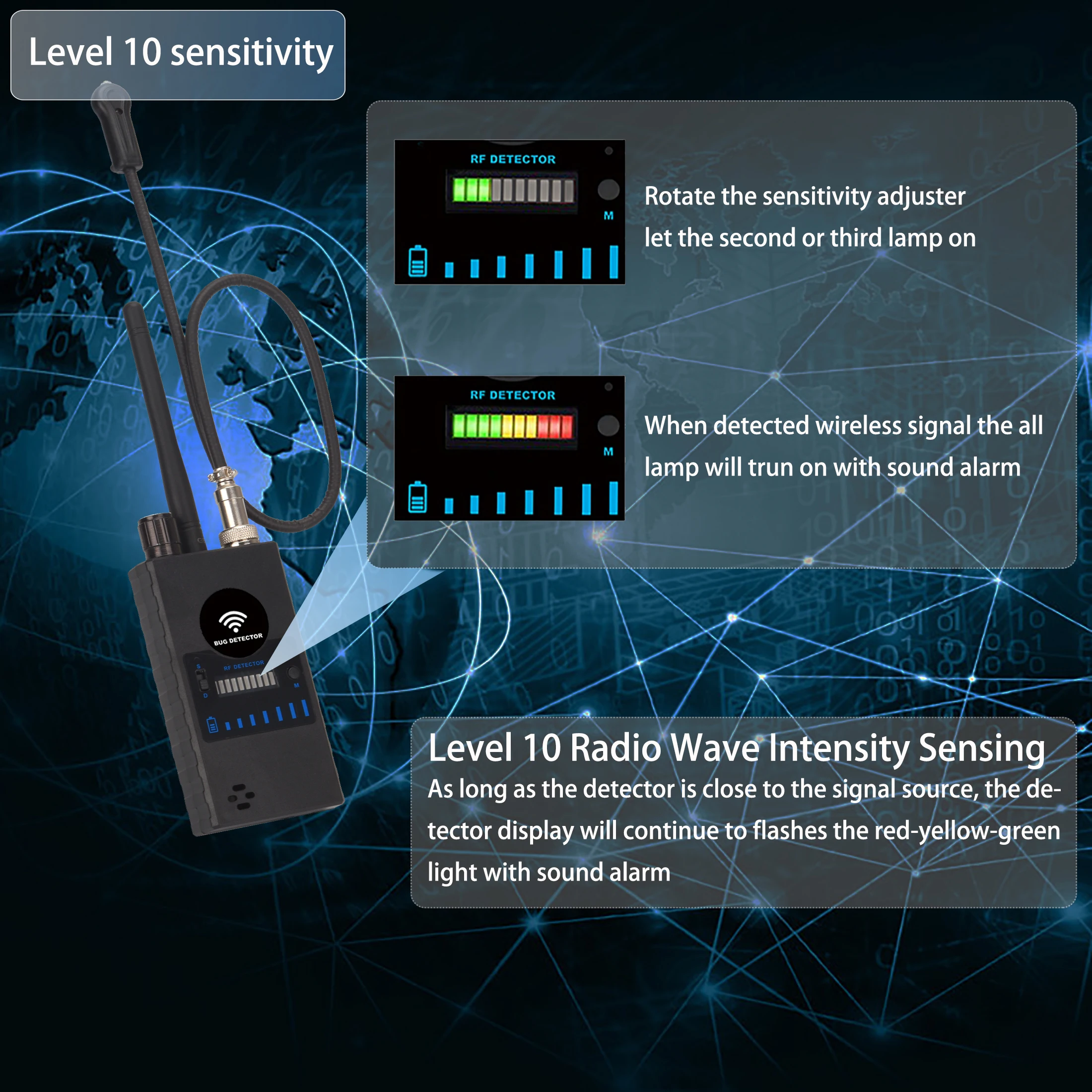 Upgrade Anti Spy RF Detector,High Sensitivity Wireless Hidden Camera Detect Bug GPS Tracking GSM Audio Listening Device Finder