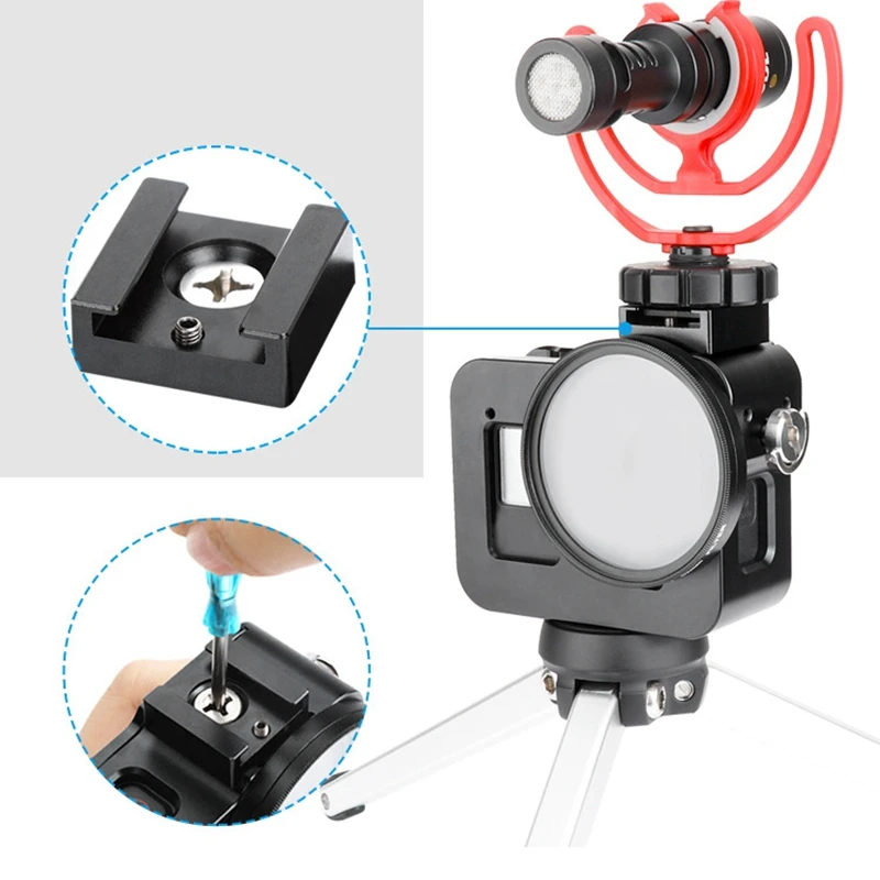 Металлический защитный чехол-рамка для GoPro Hero 8 Black с зарядным устройством и базовым адаптером