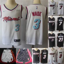 A+++ Качественная мужская футболка для взрослых#3 Dwyane Wade 7 Goran Dragic 21 Hassan Whiteside Jersey