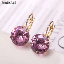 MAIKALE, 12 мм, корейские серьги, простые, AAA, кубический цирконий, новинка, медное покрытие, золото, серебро, темперамент, серьги-гвоздики для женщин, подарки