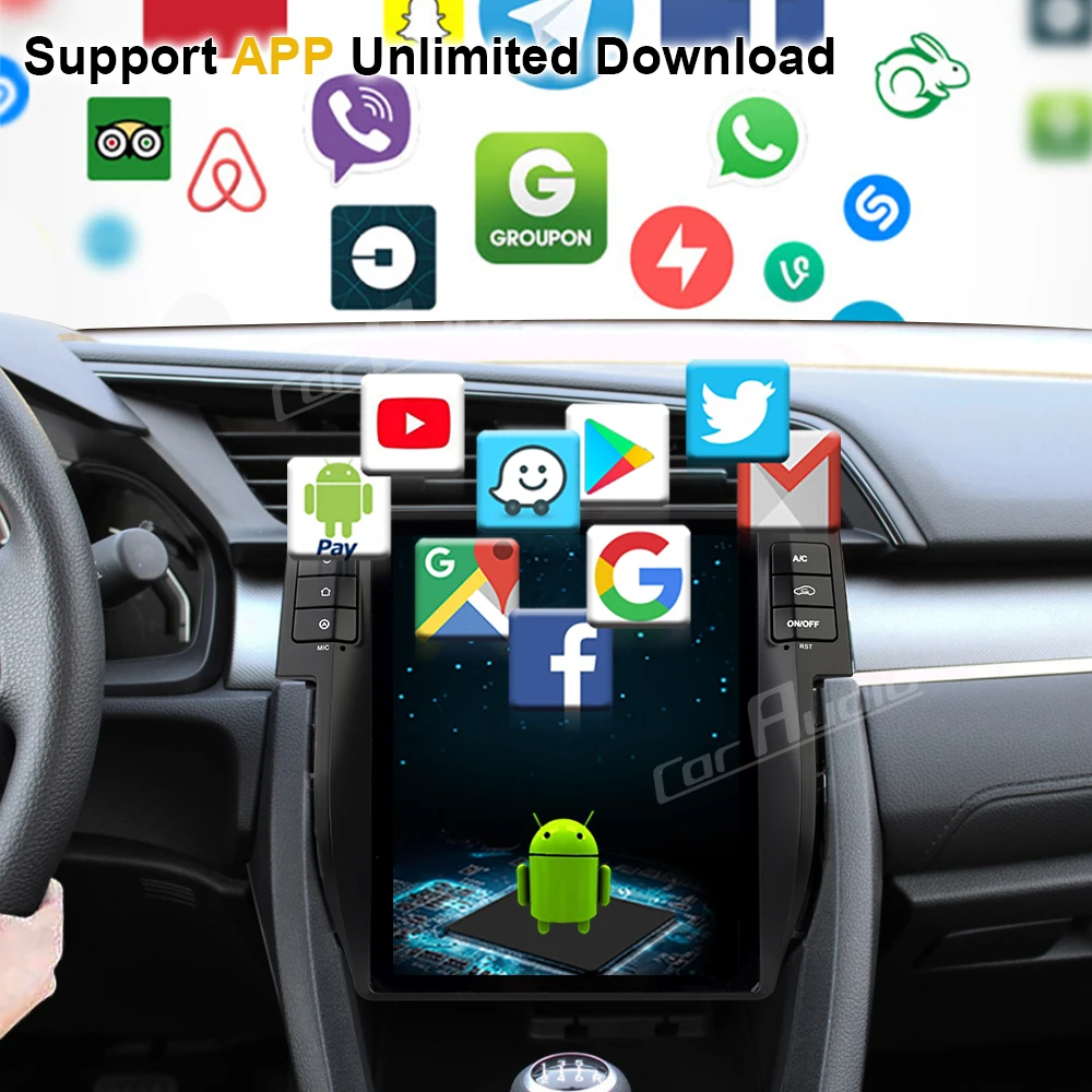 10," вертикальный экран Tesla стиль Android автомобильный DVD gps навигация радио плеер для Honda Civic ram 4 Гб шесть ядер