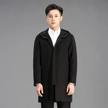 Мужской тренчкот s Верхняя одежда с капюшоном весна осень размера плюс мужской однотонный с капюшоном Повседневная Деловая Верхняя одежда тренчкот 3xl