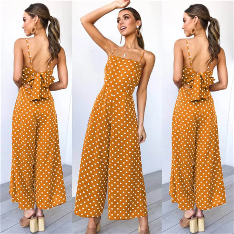 2020 New Women Polka Dot Jumpsuit Ladies Holiday Wide Legs Playsuit Rompers For Women One Piece Jumpsuit Ladies Casual Overalls 2020 New Women Polka Dot Jumpsuit Ladies Holiday Wide Legs Playsuit Rompers For Women One Piece Jumpsuit Ladies Casual Overalls
