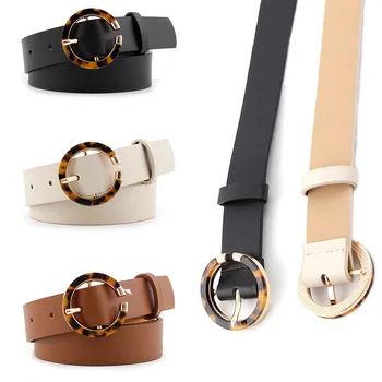 

Fashion Casual PU leather Women Belt Metal Acrylic Buckle Waist Strap Jeans Dress Female High quality All-match Waistband