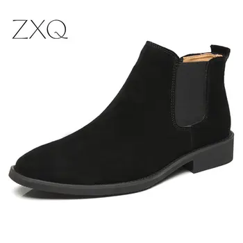 

New Winter Warm Plush Men Boots High Quality Cow suede Men Chelsea Boots Non-slip Snow boots Handmade Ankle Boots