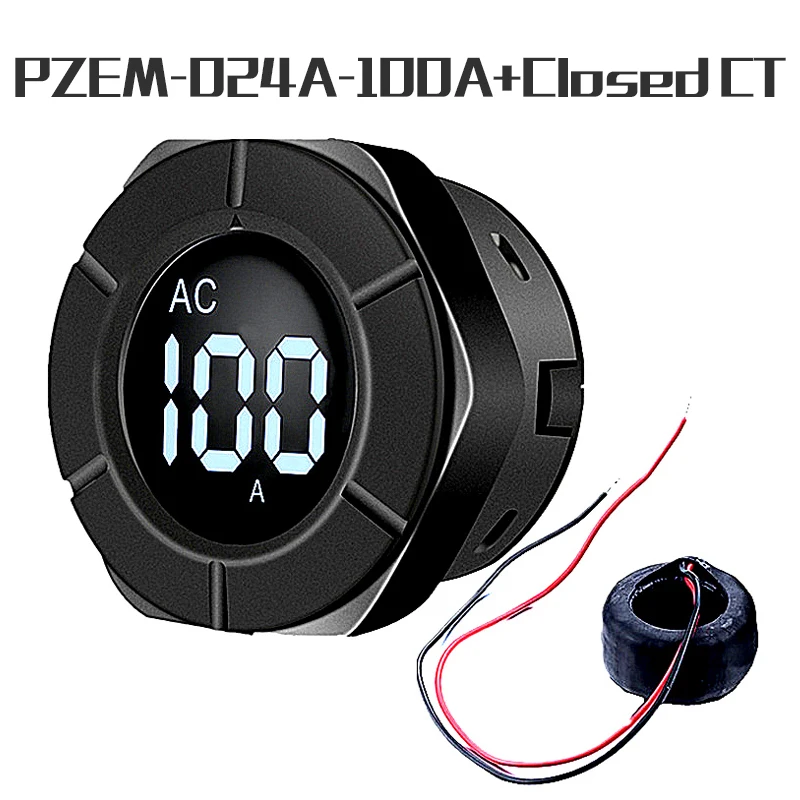 Peacefair PZEM-024A-100A AC круглый ЖК цифровой амперметр 30-500 В Электрический измеритель