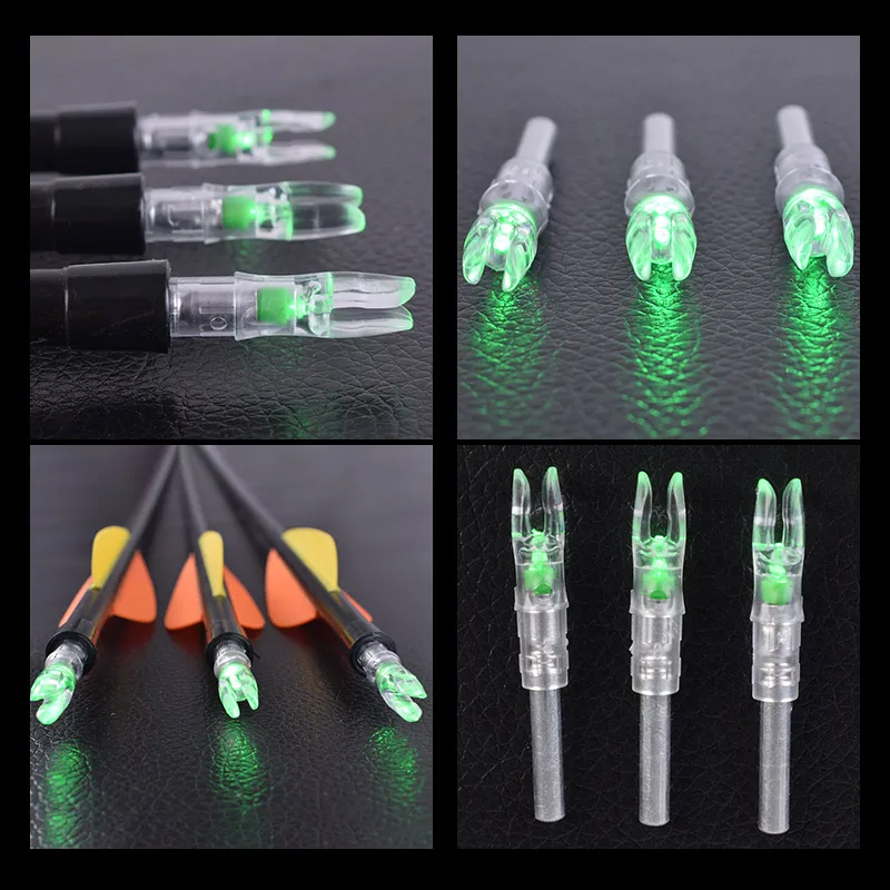 6pcs Hunting Archery Arrow ID6.2mm Shaft LED Lighted Nocks Automatically Lighted Bow String Activated LED lighted Nock