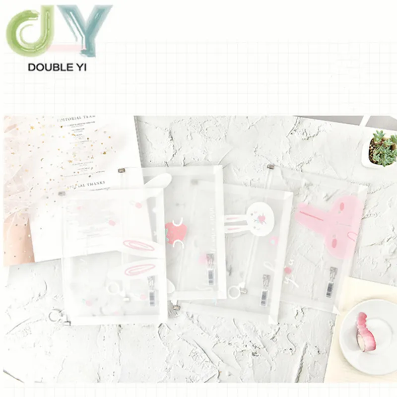 Creative paper bag transparent PP zipper bag(A5) cute zipper information bag test paper bag wholesale