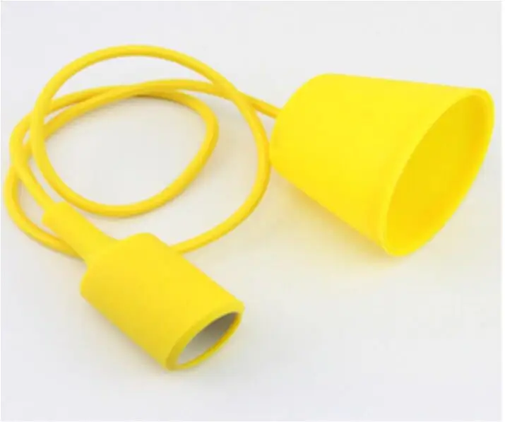 Yellow E27 цветная лампа, подвесной светильник из проволоки для ресторана, бара, цветная модная подвесная проволока, 1 метр, Потолочная плетеная силиконовая лампа - Цвет корпуса: Yellow