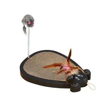 

Mouse Shaped Corrugated Paper Board Cat Toy Spring Mouse Feathers Scratch Board Toy Cat Scratcher Board Cat Toy