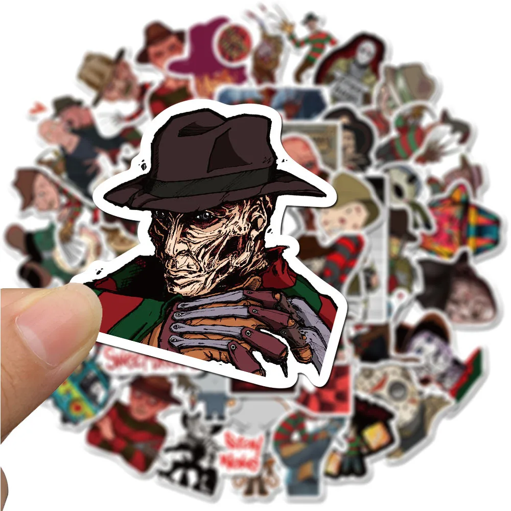 50Pcs Horror Movie Character Stickers Pack Freddy Krueger Decals For Skateboard