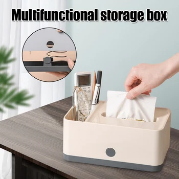 

Simple Multifunctional Tissue Box Desktop Sundries Storage 2 Dual Use Case 22x13.3x9.6cm DJA88