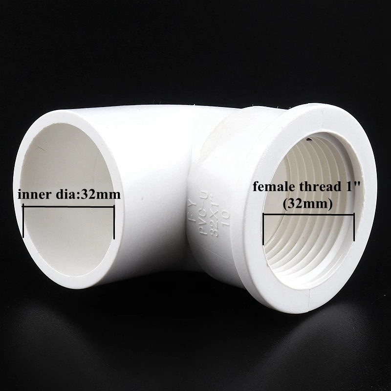 20~32mm Female Thread 90 Degree PVC Pipe Equal Connectors Garden Irrigation 1/2"~3/4" Reducing Elbow Joints Water Pipe Fittings - Цвет: 32mm-1 Inch