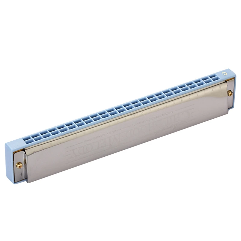 

Harmonica 24 Holes Key Colorful Harmonica Mouth Piano Organ Music Musical Instrument Diatonic Harp(Blue)