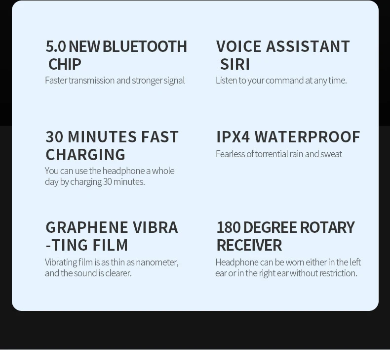 Автомобильные Bluetooth наушники с одним ухом, гарнитура с микрофоном, портативные мини стерео HiFi IPX4 водонепроницаемые беспроводные наушники с ушным крюком