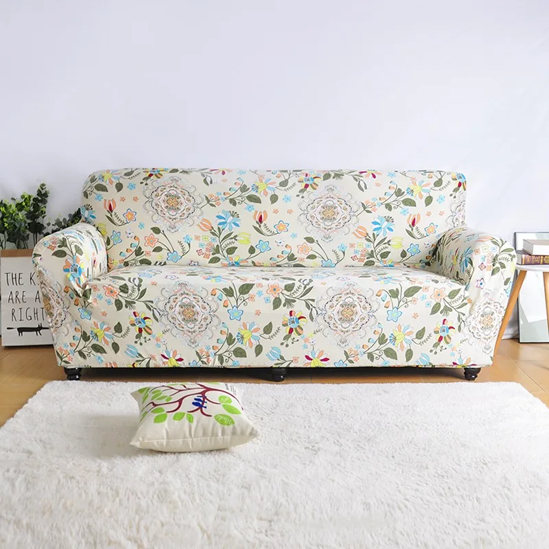 Stretch Sofa Cover for Living Room Couch Cover L shape Armchair Cover Single/Two/Three seat - Цвет: Blue Flower