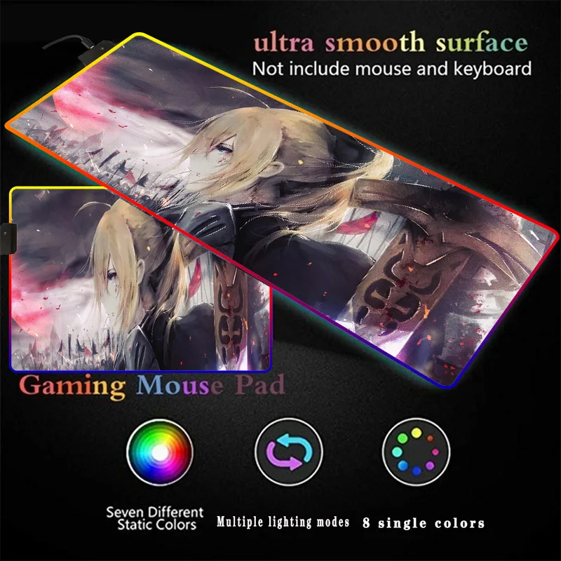 Saber Fate Anime RGB 900x400 300X600 Large Gaming LED Backlight Mouse 