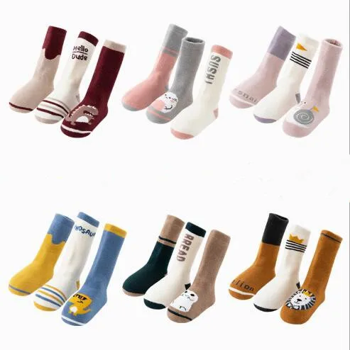 

3Pairs Pack Winter super thick high tube towel socks infant child baby long socks 3 pairs small tube terry socks